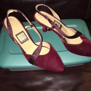 Nina Burgundy Sling Back Heels Size 8M
